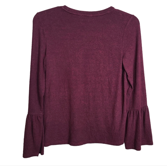 Lucky Brand Burgundy Super Soft Sweater Blouse Bell Sleeves Size Small - Picture 7 of 9